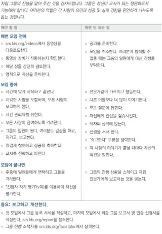 진행자 도움말 목록