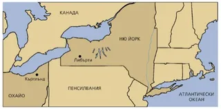 карта на щатите Ню Йорк и Охайо
