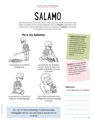 Itulau PDF ma atatusi o se tamaitiiti ua tata’eina se fagu tuu teu i se peisipolo, faamamaina o le gasu, tatalo, ma le opoina o lona tina