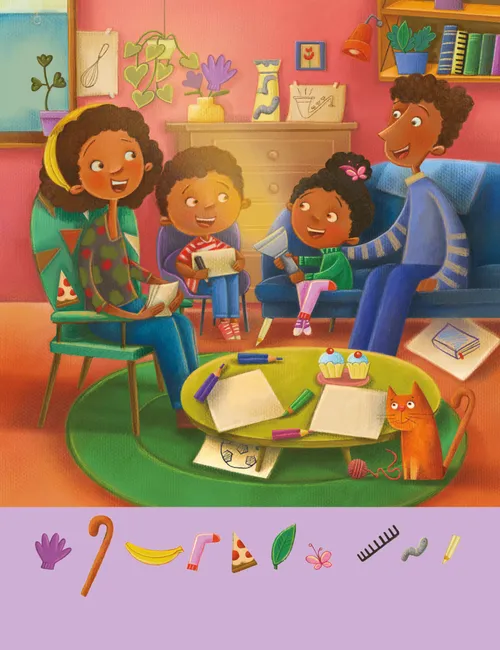 A family doing a drawing activity