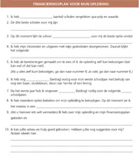 pagina van financieringsplan