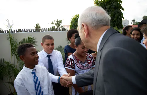 Russell M. Nelson greeting youth