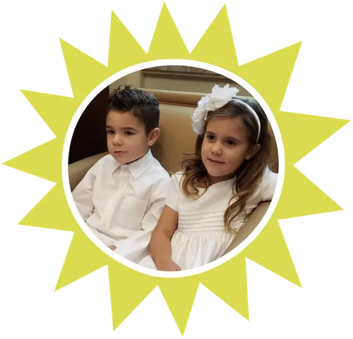 boy and girl dressed in white