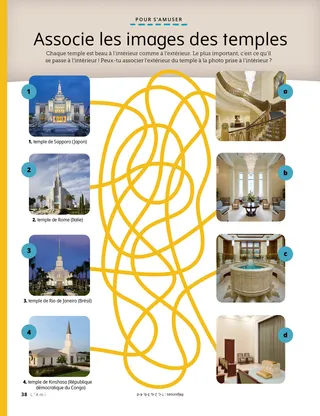 matching game of temple exterior and interior