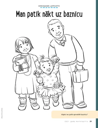 coloring page of children walking to church