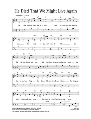 music, He Died That We Might Again