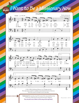 music, I Want to Be a Missionary Now