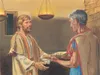 Nephi handing plates to Jacob
