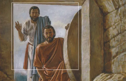 John and Peter at the tomb