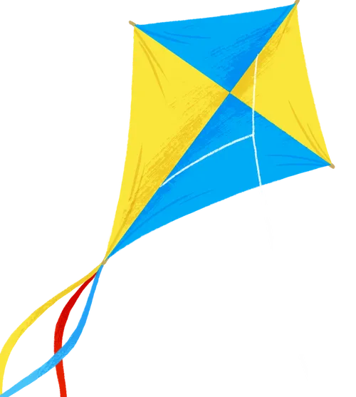blue and yellow kite