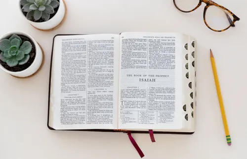 Scriptures opened to the book of Isaiah