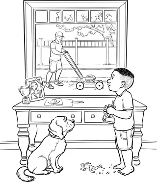 boy with broken trophy