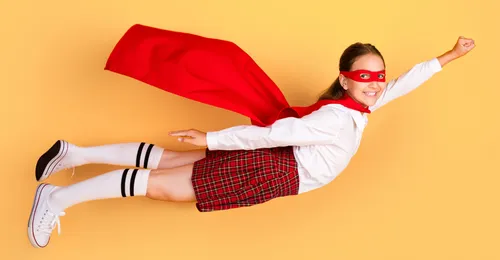 young woman as superhero