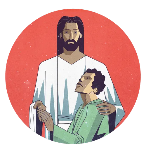 Jesus Christ helping someone