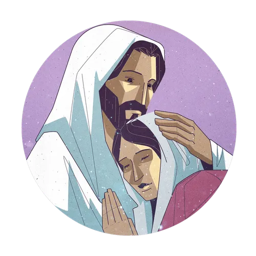 Jesus Christ comforting a woman
