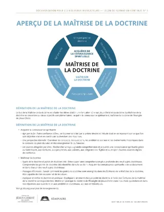 Feuille à distribuer, aperçu de la maîtrise de la doctrine