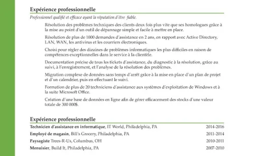 modèle de bon CV
