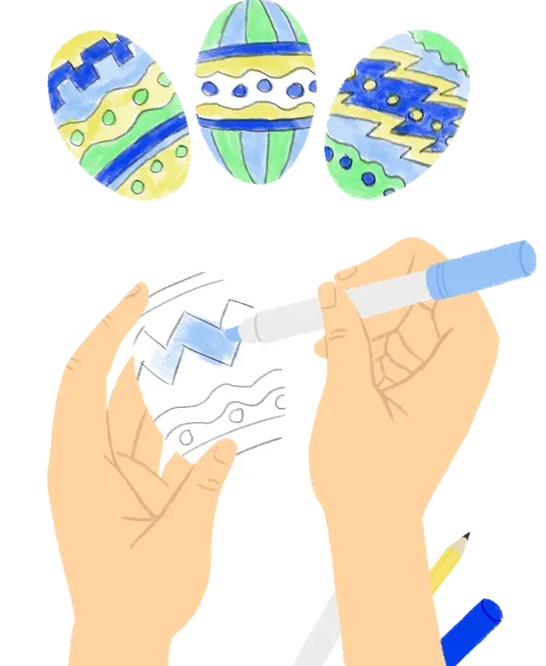 child coloring Easter eggs