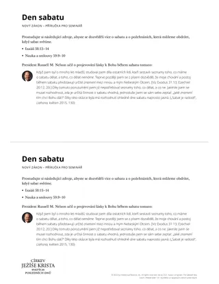 Sabbath Day handout
