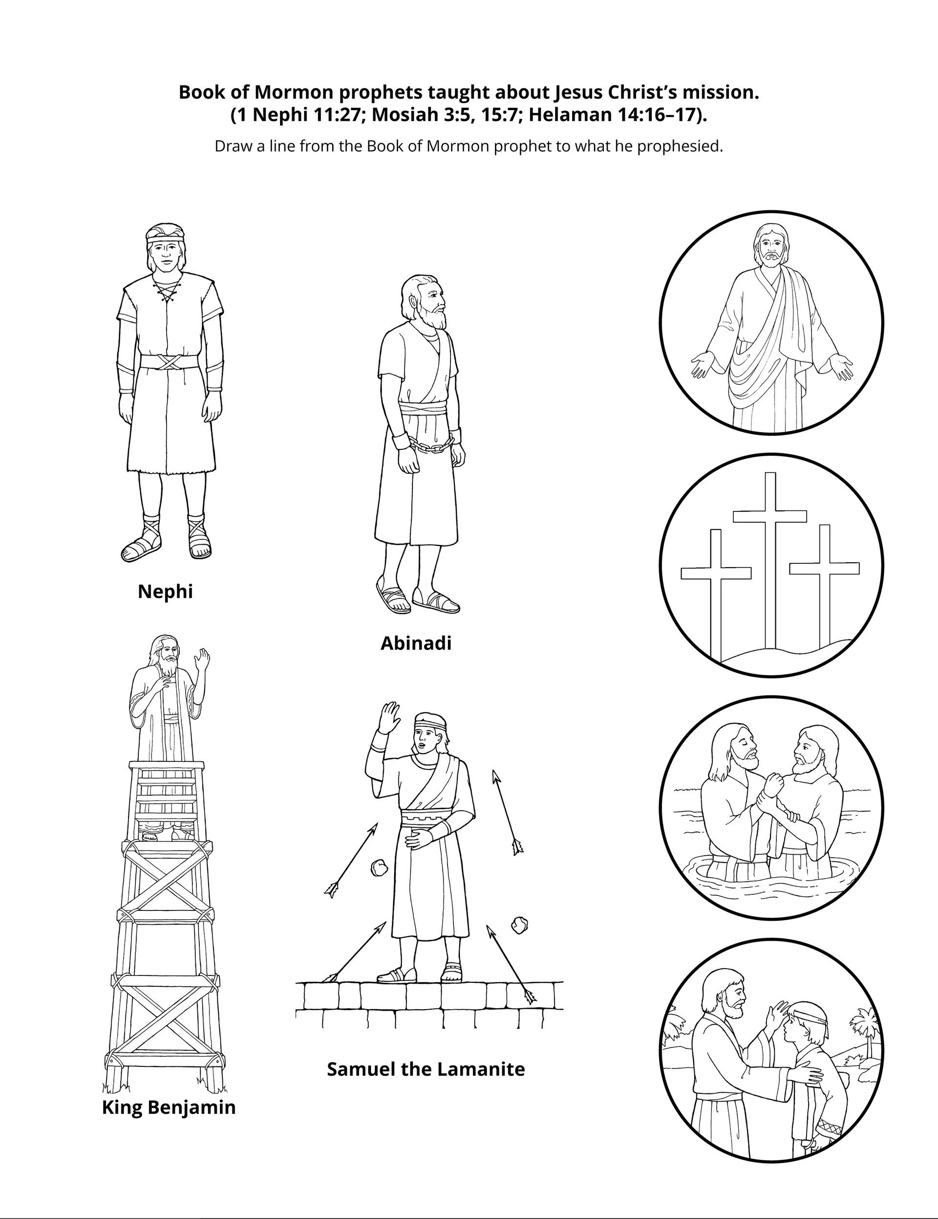 Line art depicting prophets who knew of Jesus’s coming.