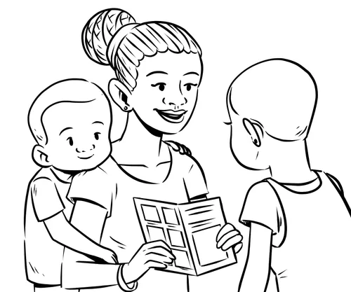 illustration of woman teaching children