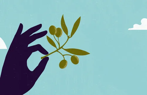 hand holding an olive branch