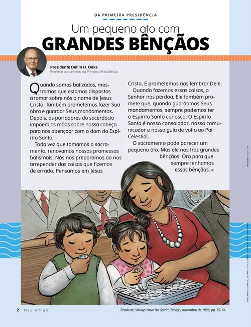 Página em PDF de uma família tomando o sacramento
