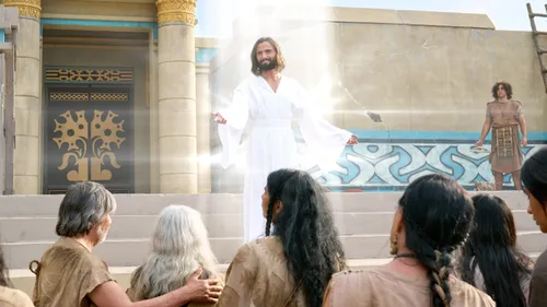 resurrected Christ appearing to the people in the Americas