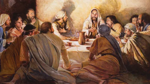 Jesus giving the sacrament to His disciples