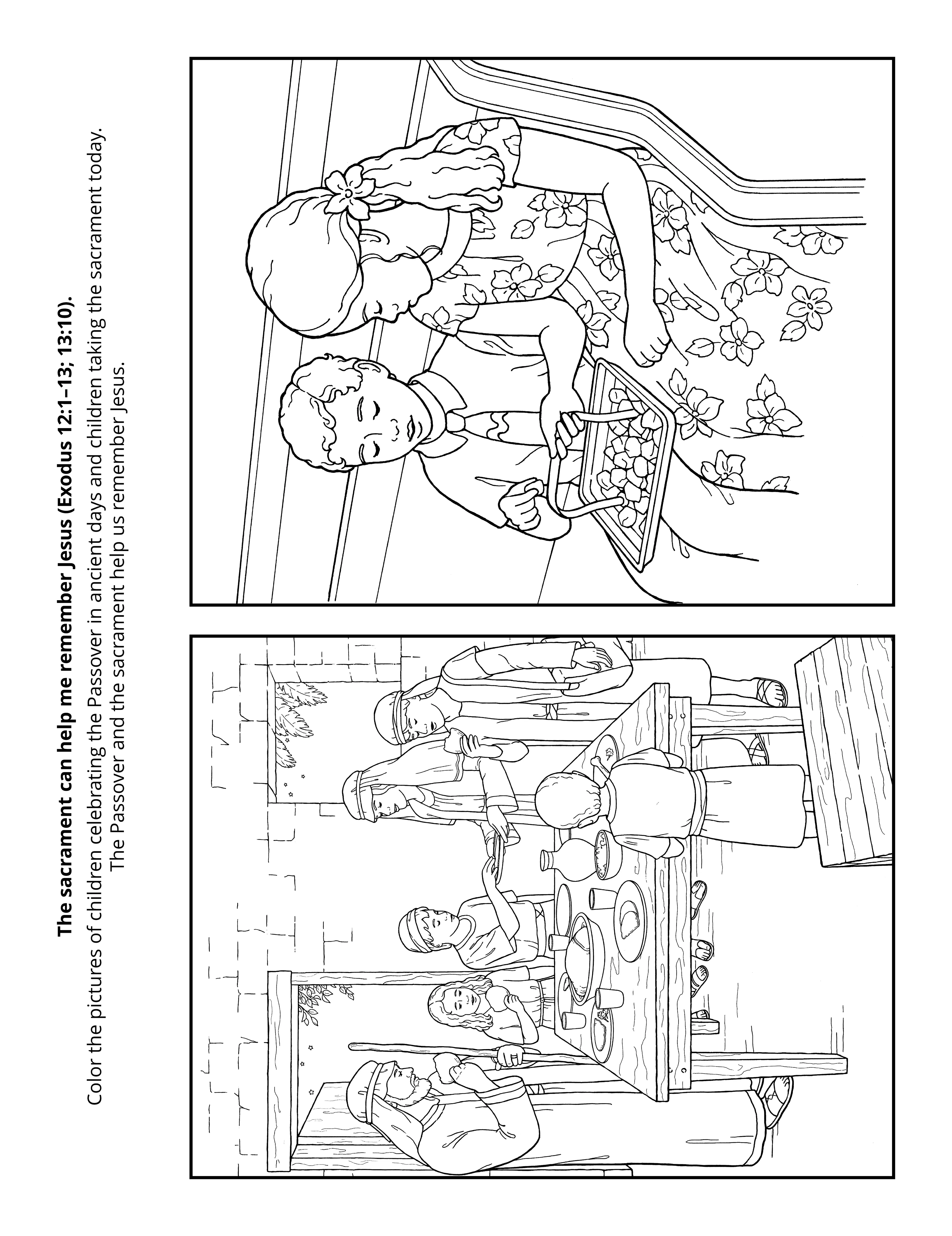 "The sacrament can help me remember Jesus" activity page.