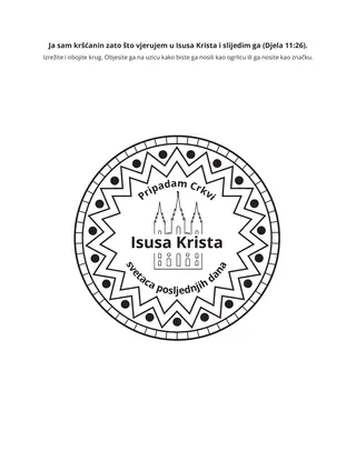 stranica aktivnosti: ja sam kršćanin zato što vjerujem u Isusa Krista i slijedim ga
