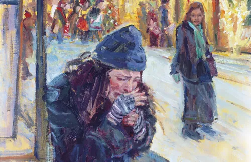 walking past homeless woman