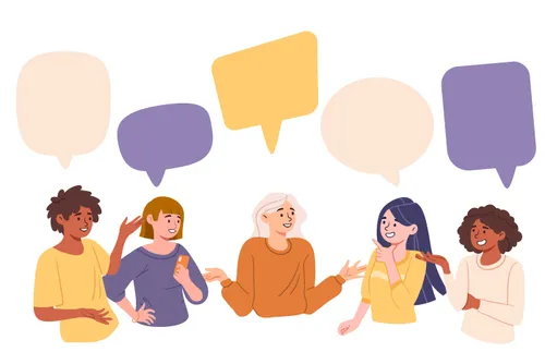 young adults talking and smiling together