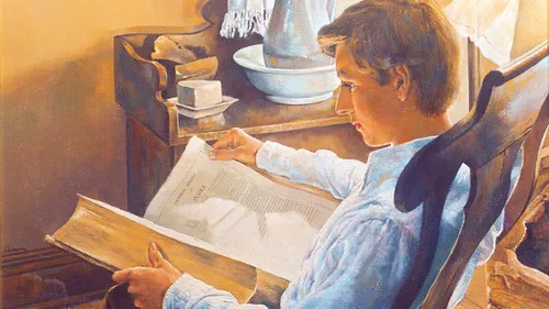 Joseph Smith studying the scriptures