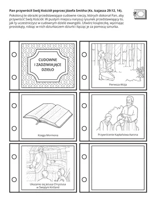 Strona z zajęciami: Pan przywrócił Swój Kościół poprzez Józefa Smitha.