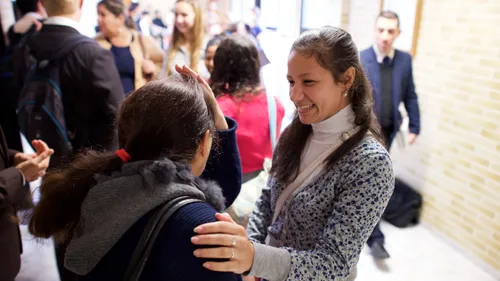 Church members socializing