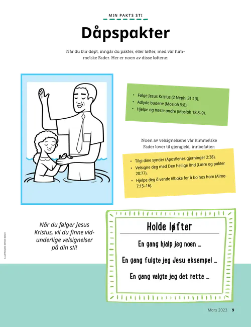 PDF-side med en fargeleggingsaktivitet med en mann som døper en jente