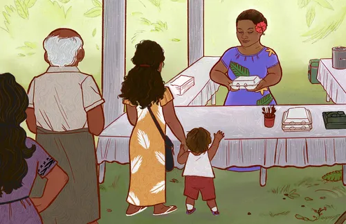 woman with food stand