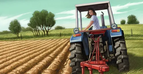 tractor plowing a field