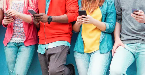 youth with mobile phones