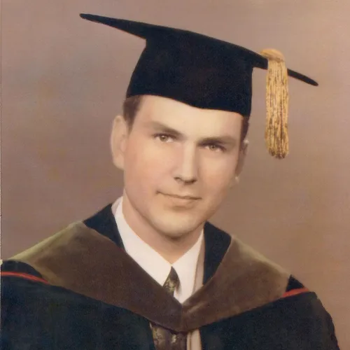 Russell M. Nelson in graduation outfit
