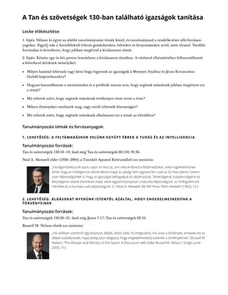 A Tan és szövetségek 130-ban található igazságok tanítása