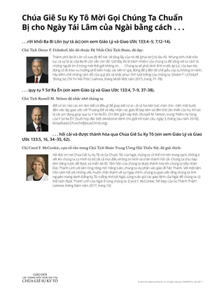 Chúa Giê Su Ky Tô Mời Gọi Chúng Ta Chuẩn Bị cho Ngày Tái Lâm của Ngài bằng cách …