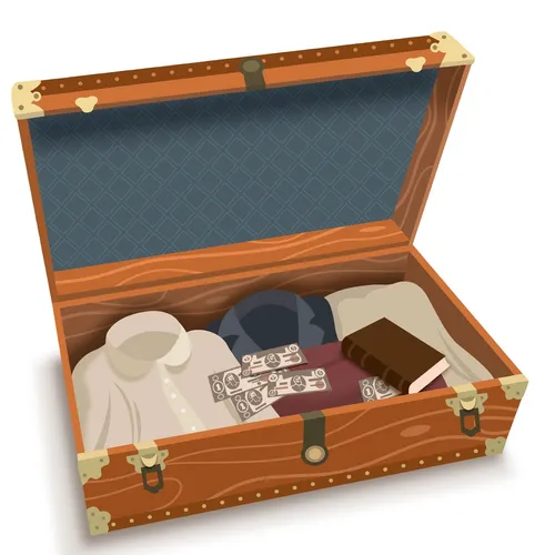 open trunk with money and other items inside