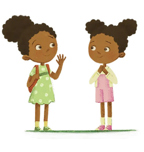 Two girls speaking to each other