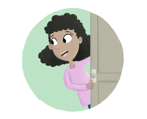 Mom standing at bedroom door and talking