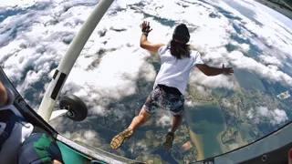 person falling out of plane