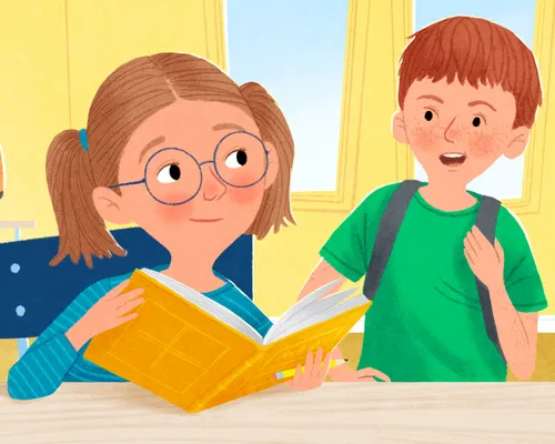 boy talking to girl in class