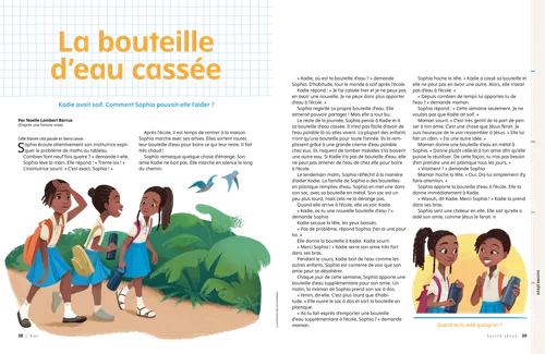 Coloriage au format PDF représetant des d’enfants faisant des choses pour continuer sur le chemin de l’Évangile