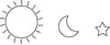 sun, moon, star